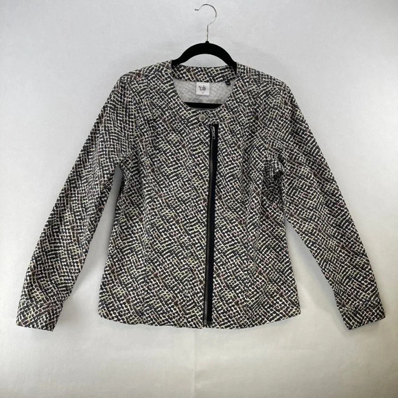 CAbi Jackets & Blazers - CAbi Blazer Jacket Women Size M Cliffside Asymmetrical Zip Printed Stretch Black